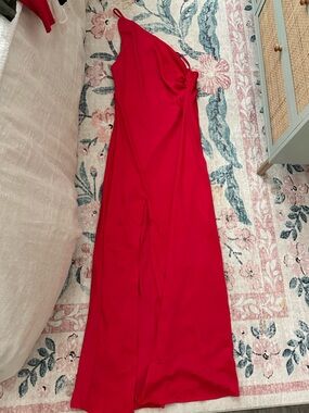 Red One-Shoulder Evening Dress